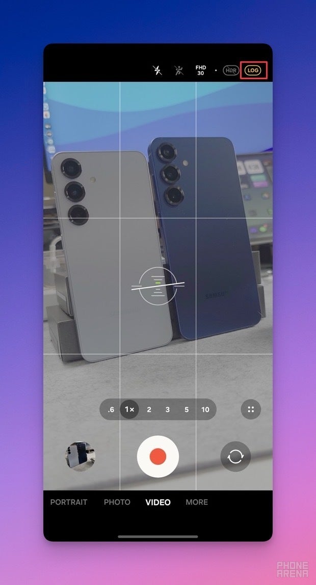 Screenshot of Galaxy S25 series log video feature