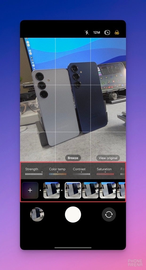 Screenshot of Galaxy S25 series camera filters feature