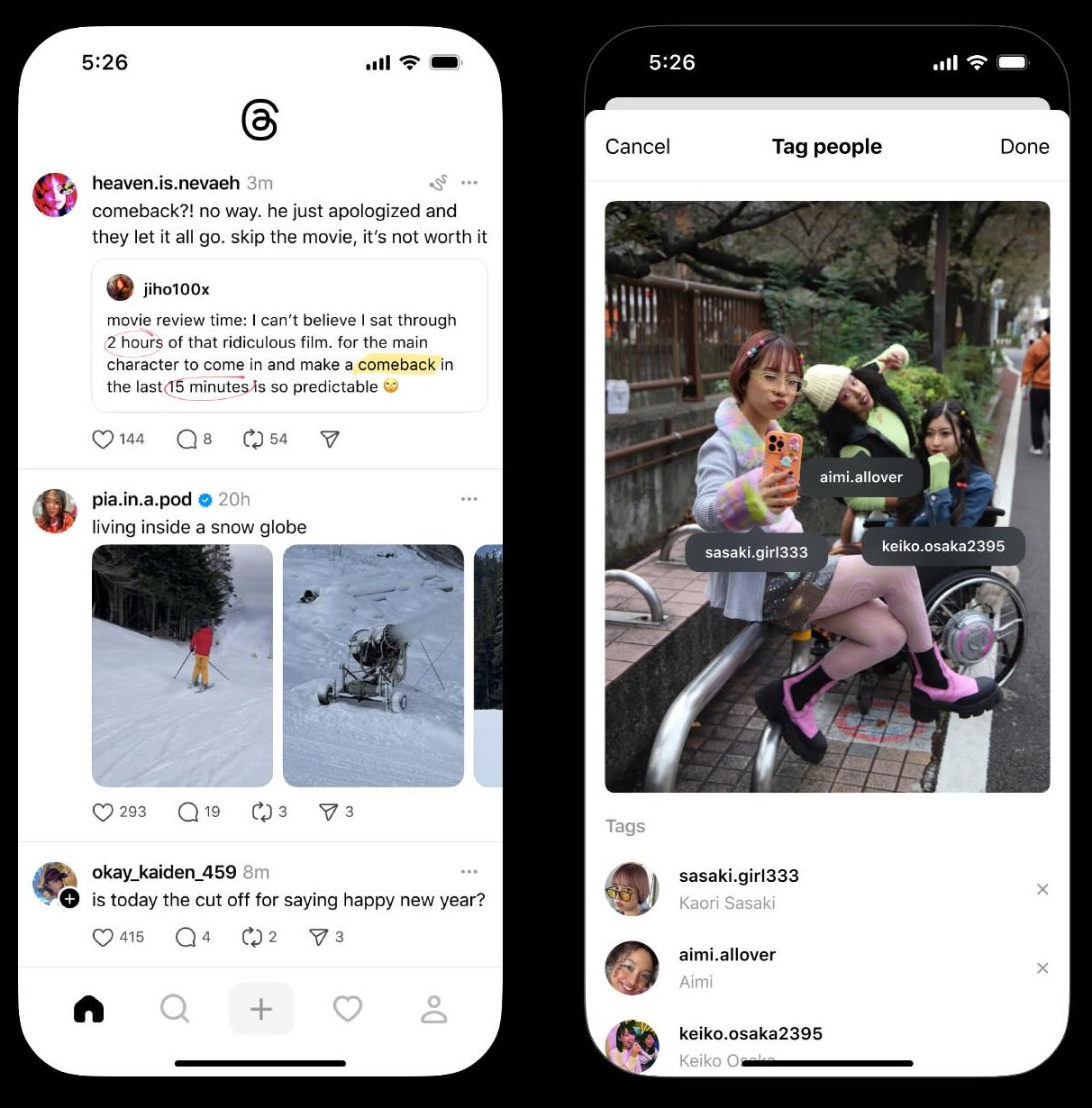 Threads users can now tag people in photos