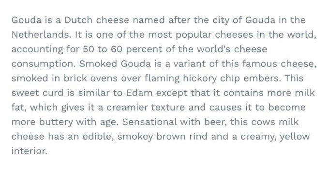 This product description of Gouda cheese was found on a 2000 website proving that Gemini AI did not write it. | Image credit-The Verge - Google&#039;s completely made up Gemini AI scene cut from Super Bowl ad