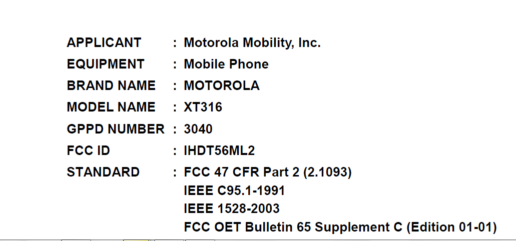 The Motorola XT316 came to its second FCC meeting with AT&amp;amp;T frequencies on board - Smaller version of the Motorola DROID Pro, the XT316, repeats FCC visit with AT&amp;T bands on board