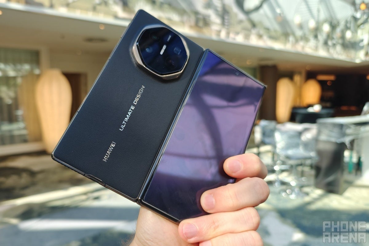 The pioneering Huawei Mate XT doesn&#039;t have a separate cover display. | Image Credit -- PhoneArena - Samsung&#039;s first tri-fold device could have one big thing in common with the Galaxy Z Fold 7