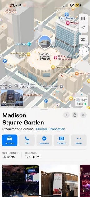 Apple Maps listing of the world&#039;s most famous arena. | Image credit-PhoneArena - Apple considers copying Google Maps by adding this to Apple Maps