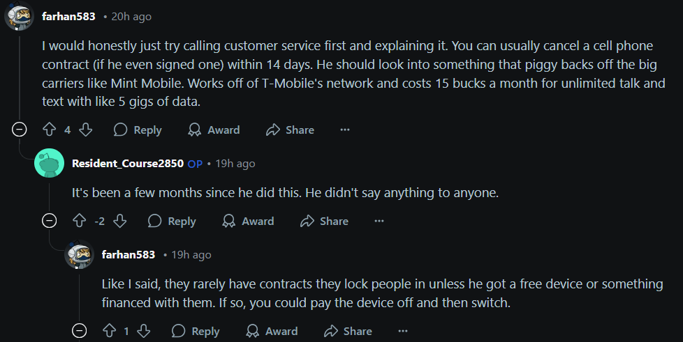 Image credit – Reddit - How a routine AT&amp;T visit led to an unnecessary $65 plan (with a happy ending)