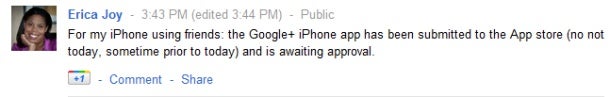 Google+ for iOS submitted to the App Store, waiting for approval