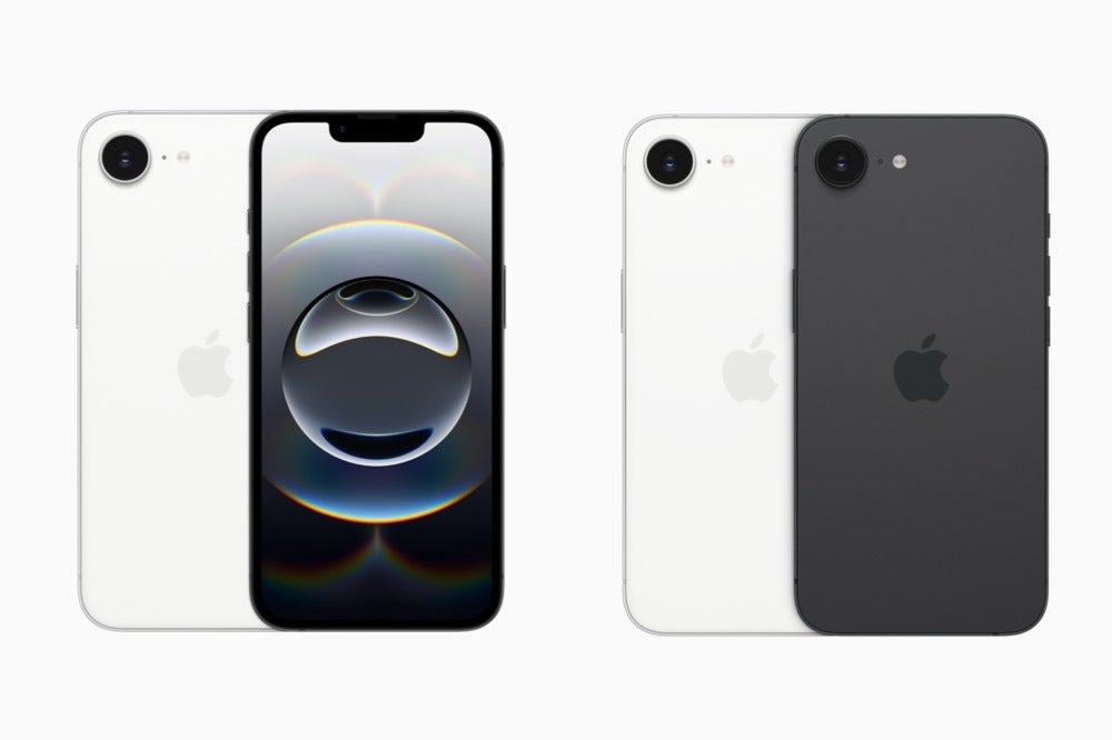 Image of the iPhone 16e front and back