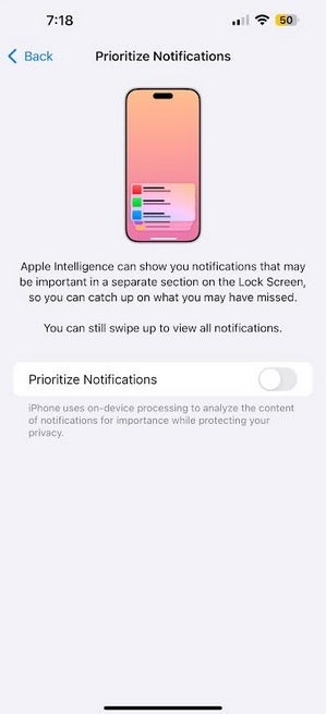 You can prioritize notifications on your lock screen after installing the iOS 18.4 beta 1 update. | Image credit-PhoneArena - Apple&#039;s iOS 18.4 beta 1 arrives and includes a new drawing style for Image Playground