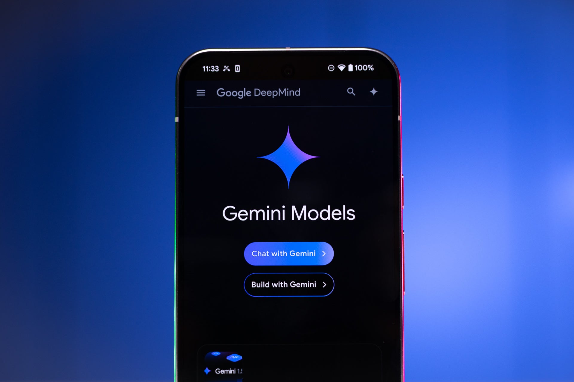 A phone with the Gemini app on it.