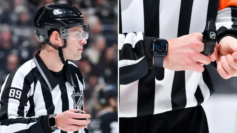 Image of NHL officials who wear Apple Watch devices