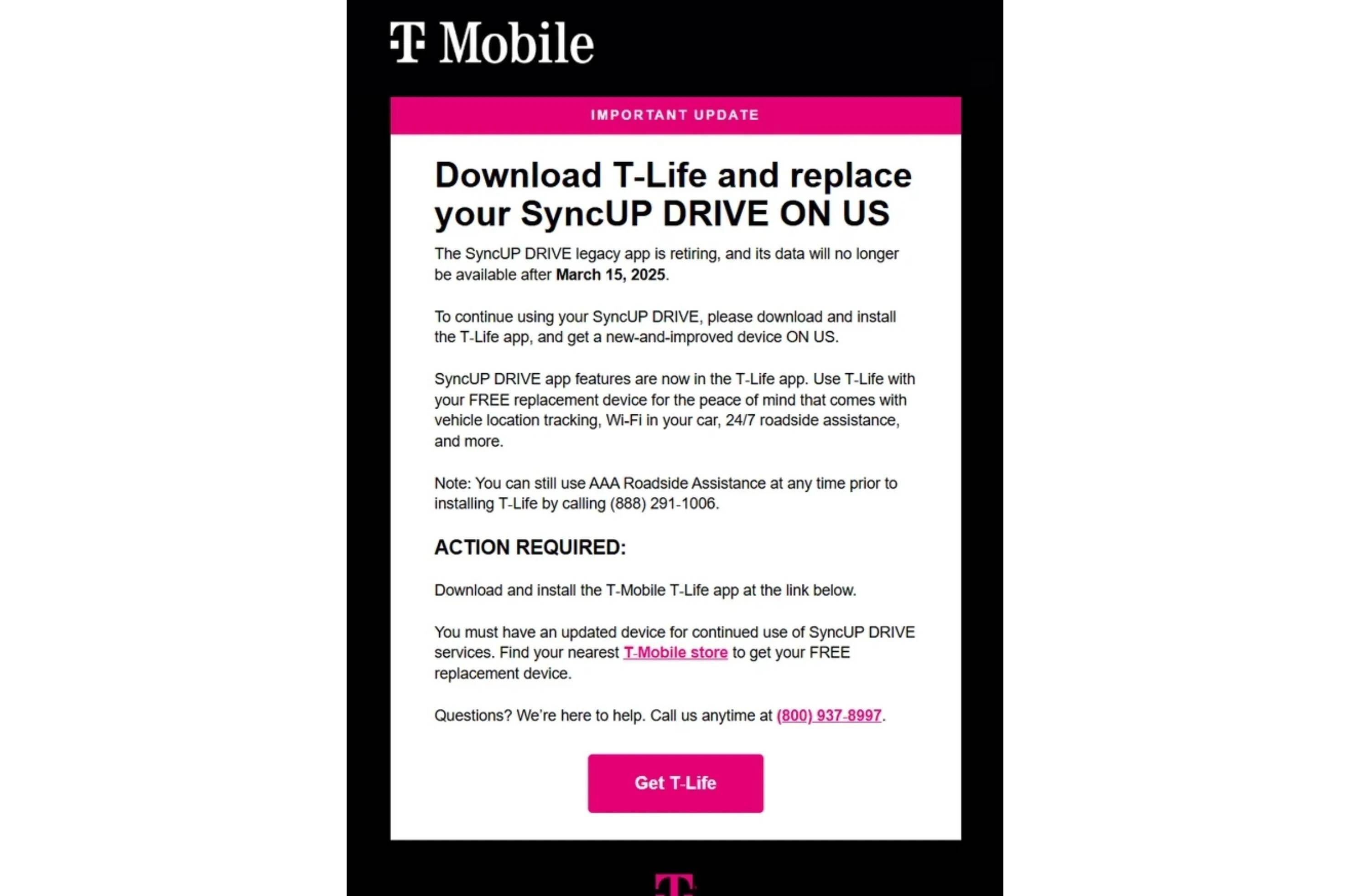 The T-Mobile&amp;nbsp;SyncUP DRIVE app will be retired soon and some older models will stop working. | Image Credit - DIYuntilDawn - T-Mobile is nuking some devices and there&#039;s only one way to salvage the situation