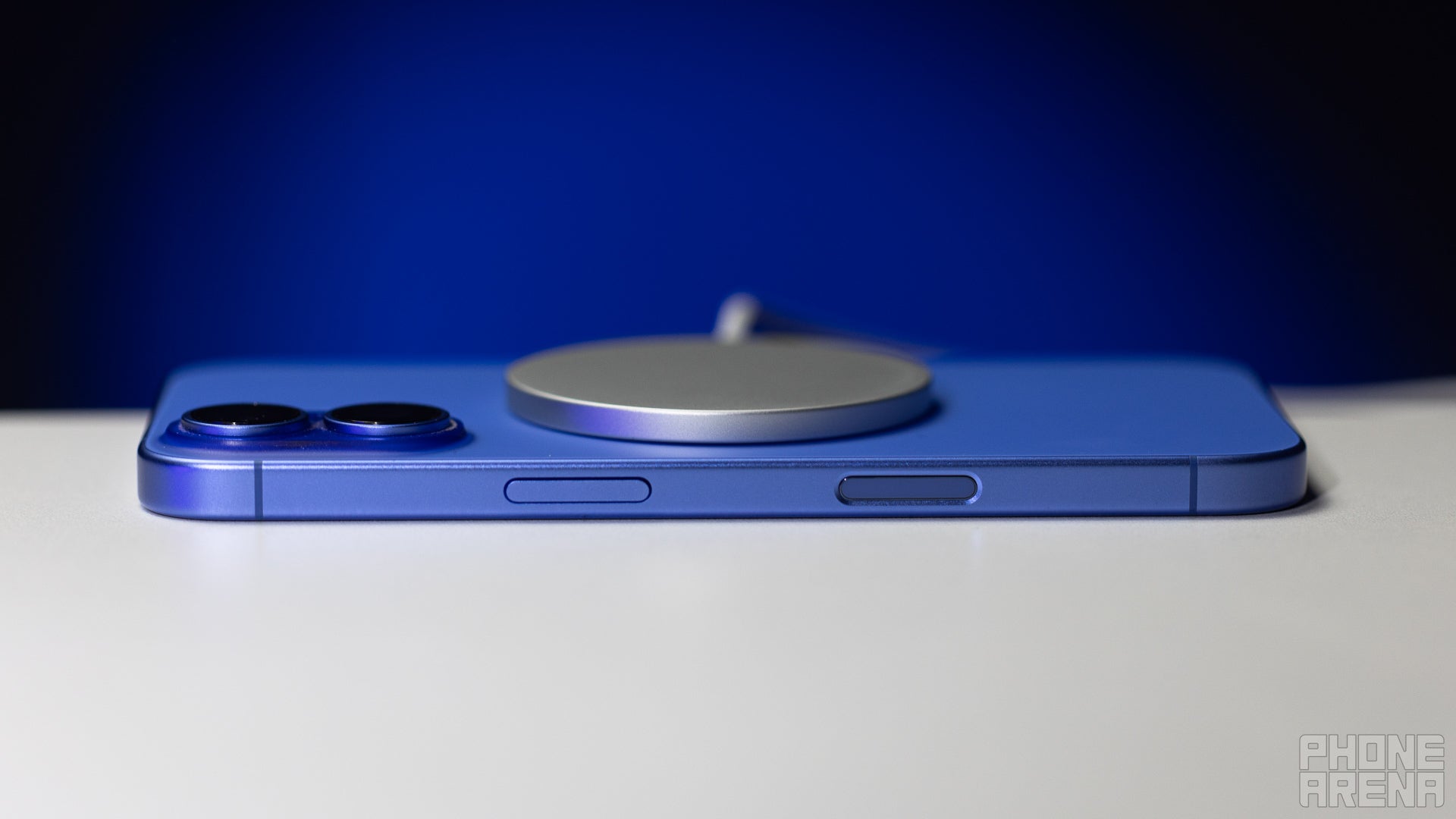 MagSafe charger on the iPhone 16. | Image Credit - PhoneArena - iPhone 16e has MagSafe - if you believe hard enough
