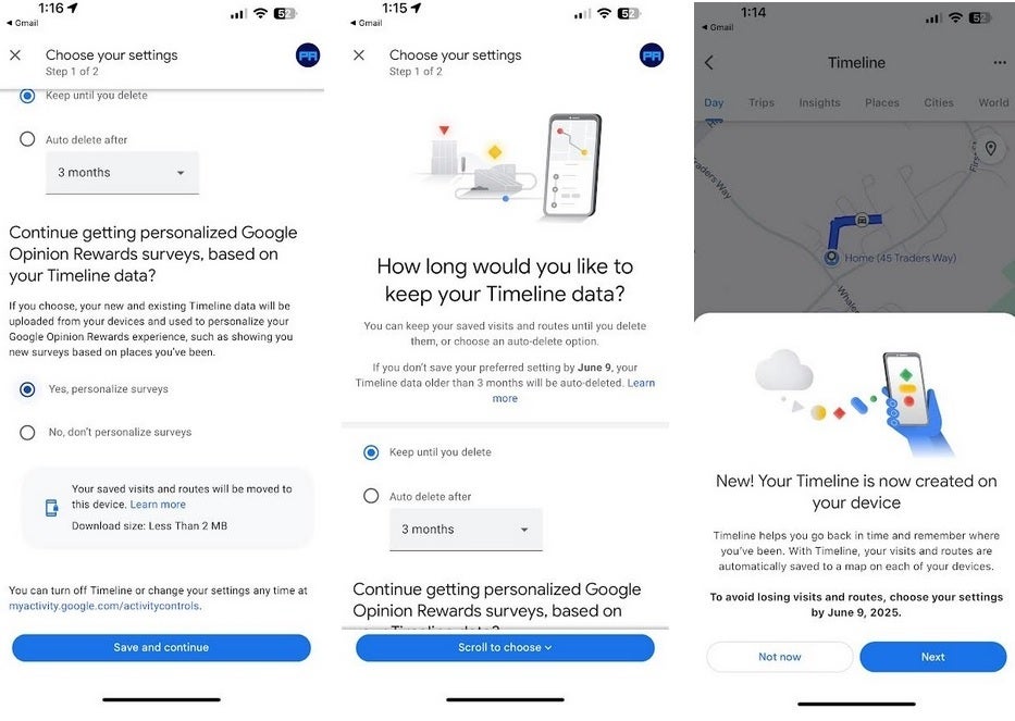 Google wants you to update your settings for Google Maps Timeline. | Image credit-PhoneArena - Google gives iOS, Android users an ultimatum. Update your Timeline settings or lose your data