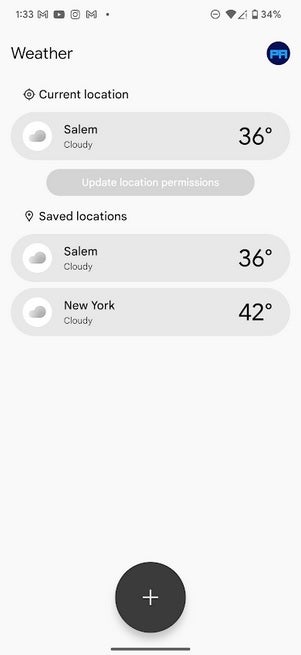 Adding another location to track requires that you add the city to your saved locations. | Image credit-PhoneArena - Whether you like it or not, changes are coming to the Pixel Weather app