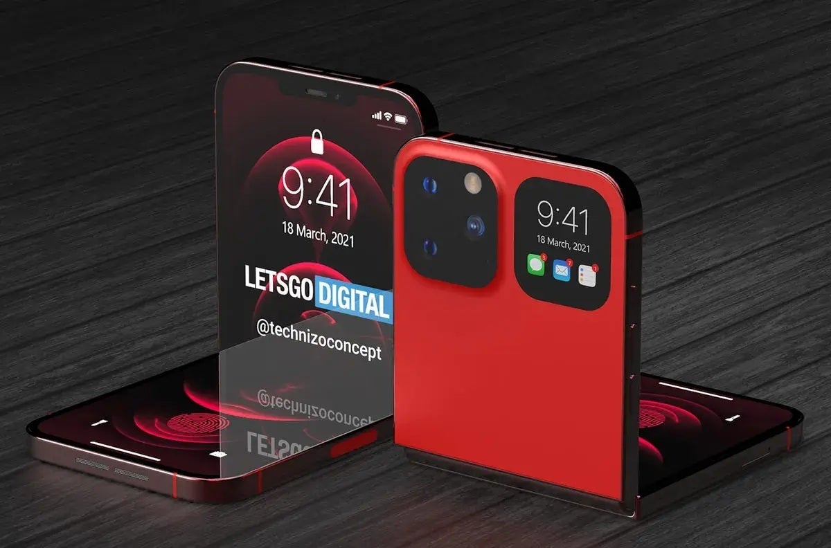 Concept render of the iPhone Flip. | Image credit – Let&#039;s Go Digital - Motorola&#039;s next foldable might actually be good news for Pixel Flip fans (and bad – for Apple fans)