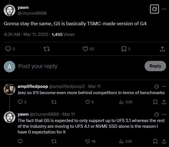 Leaker says that the Tensor G5 is the same as the G4 except for the foundry building it.