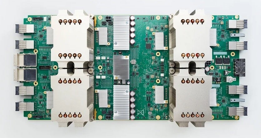 Google TPU AI accelrators are used to train AI models.