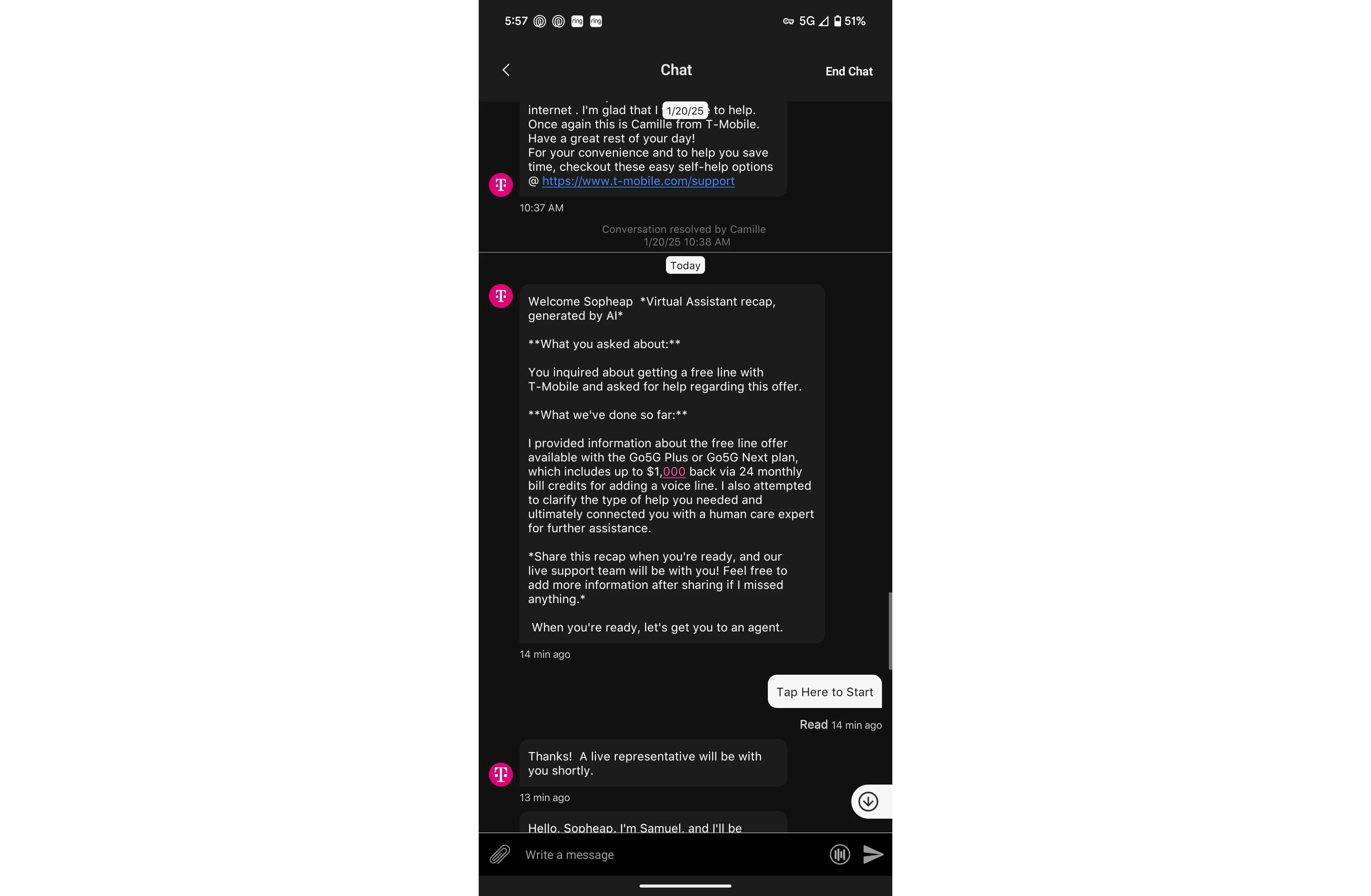 T-Mobile&#039;s new free line offer is seemingly for&amp;nbsp;Go5G Plus and Go5G Next customers. | Image Credit - Reddit user&amp;nbsp;Kyo251 - T-Mobile extends another peace offering to customers after uproar over rate increase