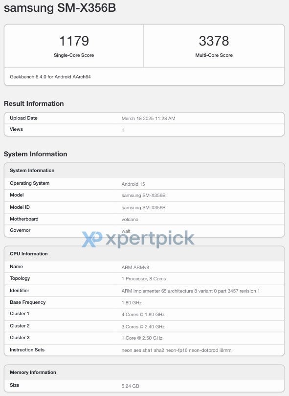 Samsung Galaxy Tab Active5 Pro benchmark scores