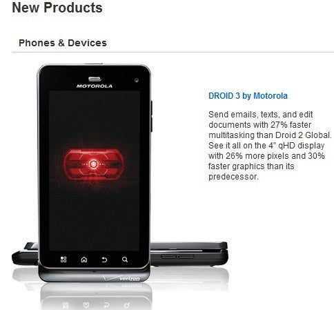 Motorola DROID 3 hits Verizon's website, you can get it now for $200