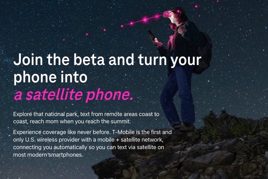 Screenshot of a satellite messaging ad on T-Mobile&amp;#039;s website