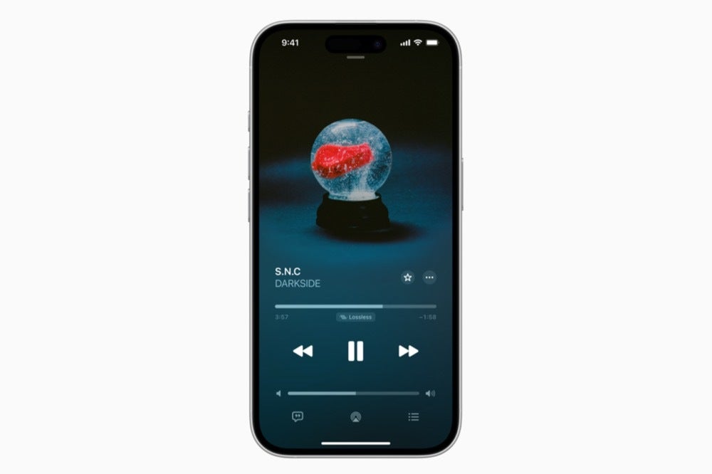 Image of a song being played as lossless audio via Apple Music