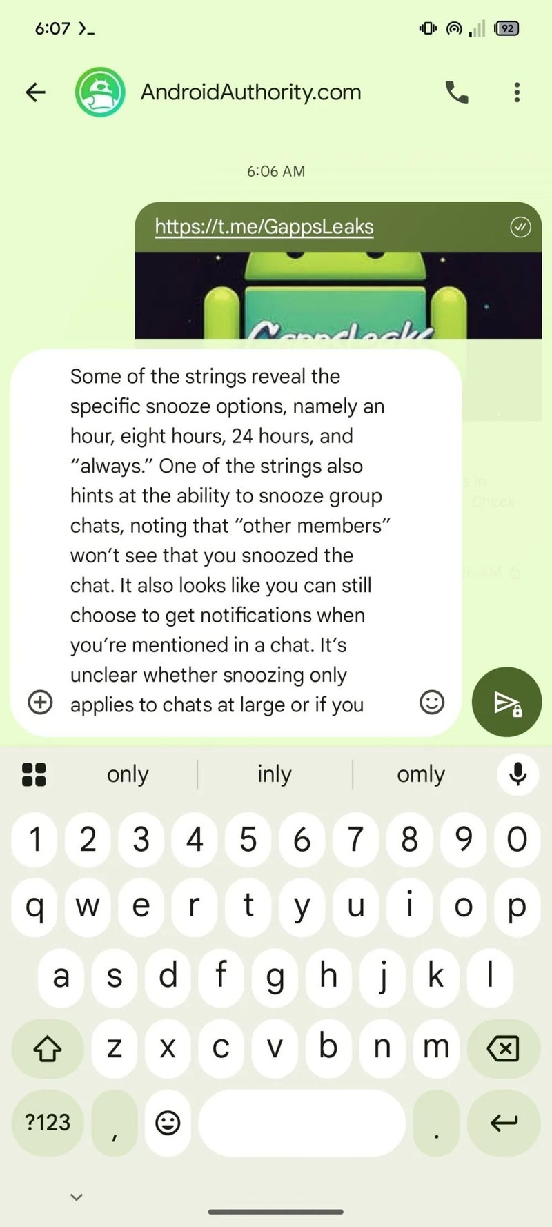 Expanded version of the compose field in Google Messages from latest beta. | Image credit – Android Authority