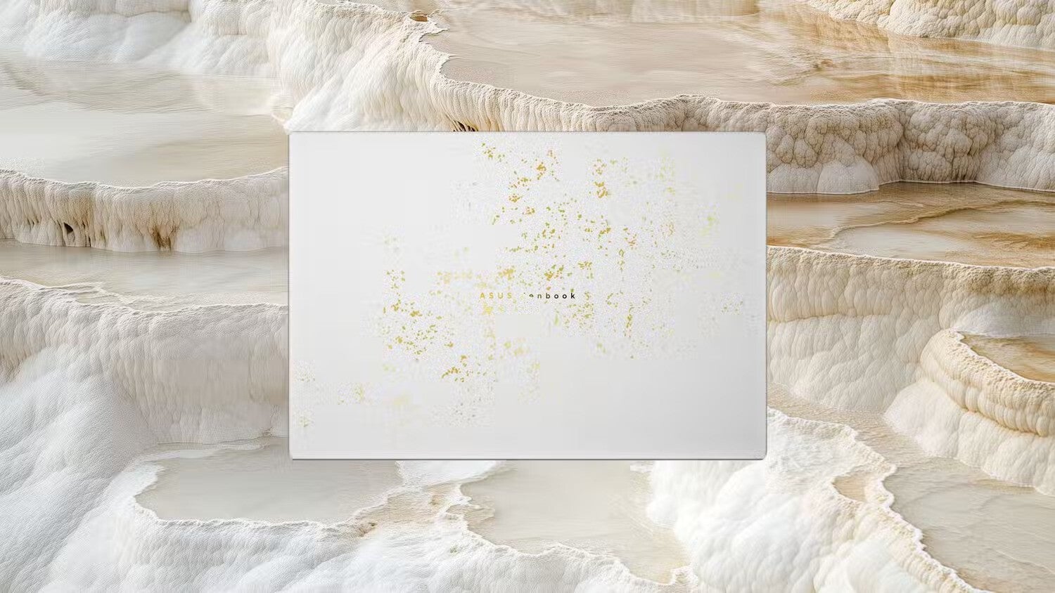 Pamukkale White captures the interplay between flowing water and solid stone. | Image credit – Asus - Asus turned natural wonders into Zenbook finishes that make regular laptops look boring