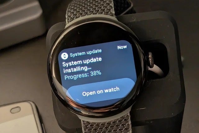 Image of the Pixel Watch 3 receiving an update