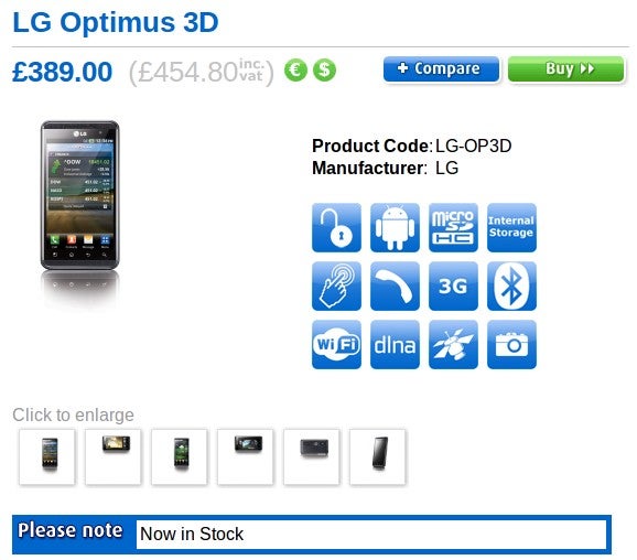 SIM-free LG Optimus 3D is ready for purchase in the UK for £454.80