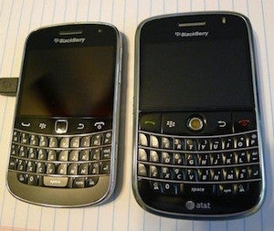 The BlackBerry Bold 9900 (L) and the original Bold 9000 (R) - More pictures develop showing the BlackBerry Bold 9900