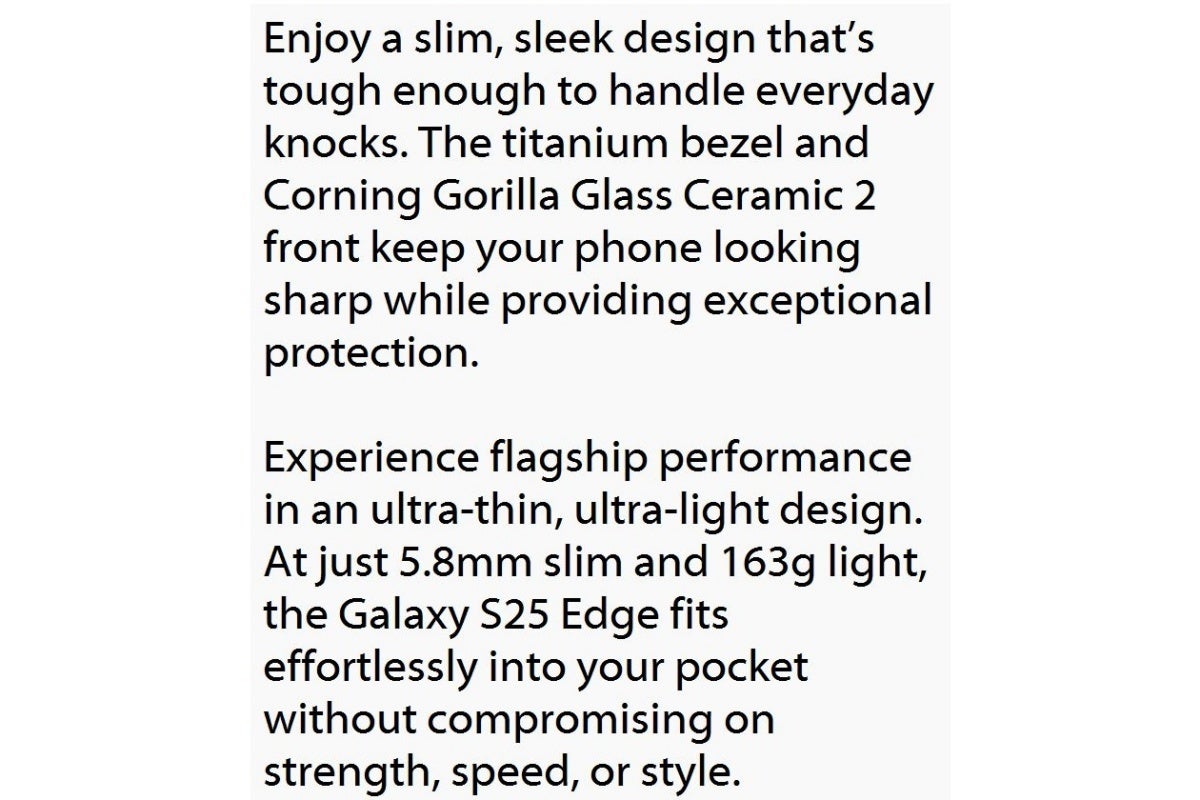 Leaked Samsung Galaxy S25 Edge marketing material