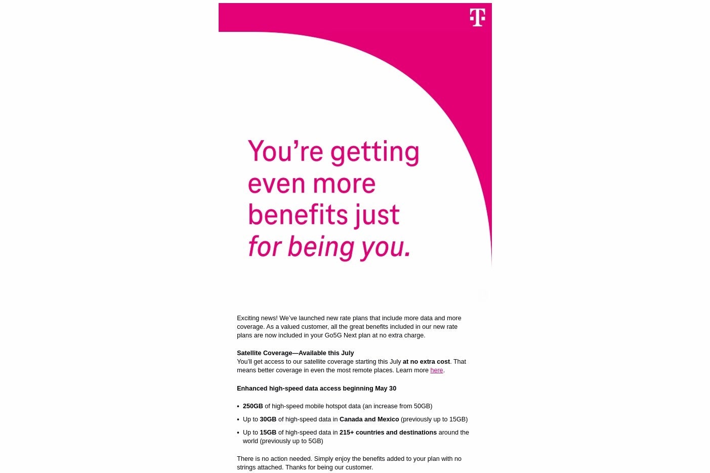 Screenshot of email sent to T-Mobile subscribers