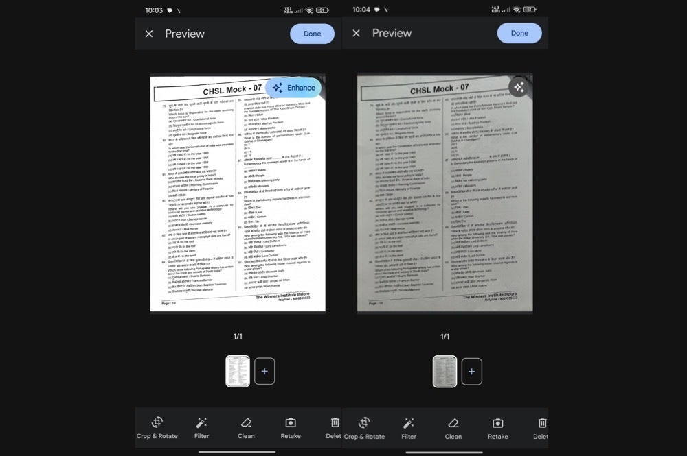 Document enhancement after scanning. | Image credit — Android Authority - Android&#039;s document scanner just got a smart upgrade you&#039;ll actually appreciate