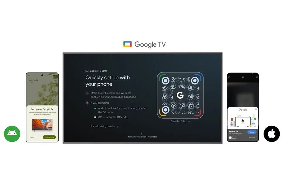 Image of the new streamlined QR based Google TV setup