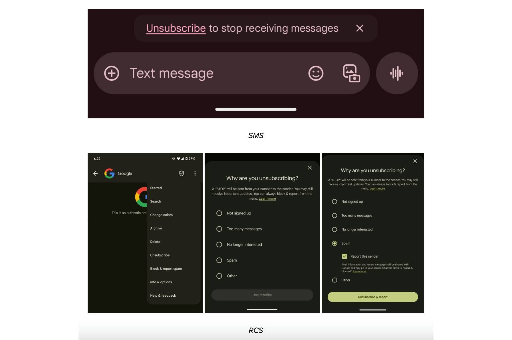 Google Messages unsubscribe 