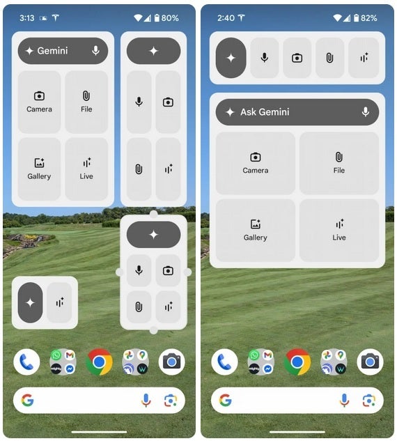 Different widget layouts for the iOS version of Gemini. | Image credit-Chrome Unboxed - Replacing your digital assistant with Gemini or ChatGPT? There are new widgets that can help
