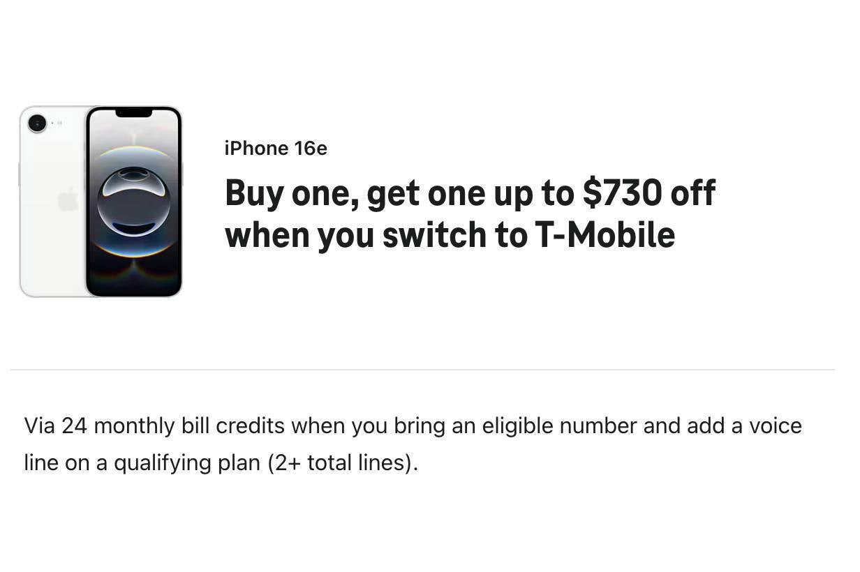 T-Mobile free iPhone 16