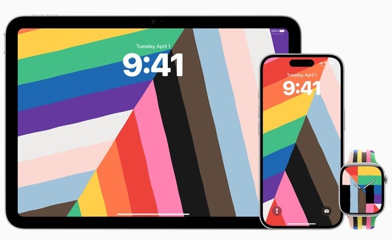 The Pride Harmony wallpaper that comes with the iOS 18.5 RC update.