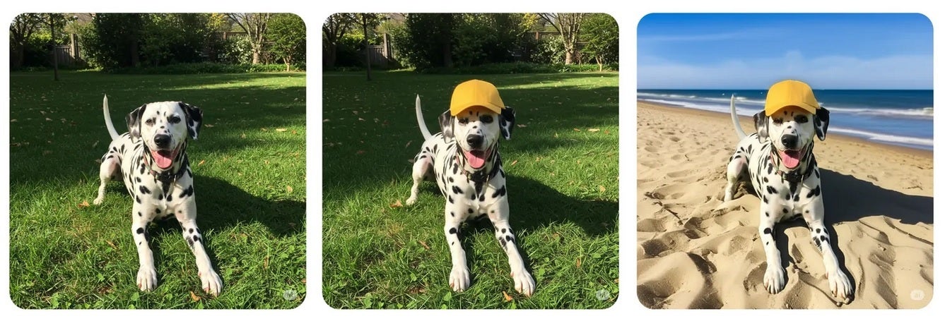 Images of a dog snapped by a camera and edited by Gemini.