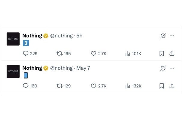 Capturas de tela das postagens do teaser de nada em x