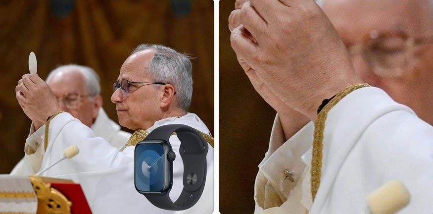 Is that an Apple Watch under the Pope's left sleeve? | Image credit-Thread - The first American Pope could be the first to embrace wireless tech as he sports an Apple Watch