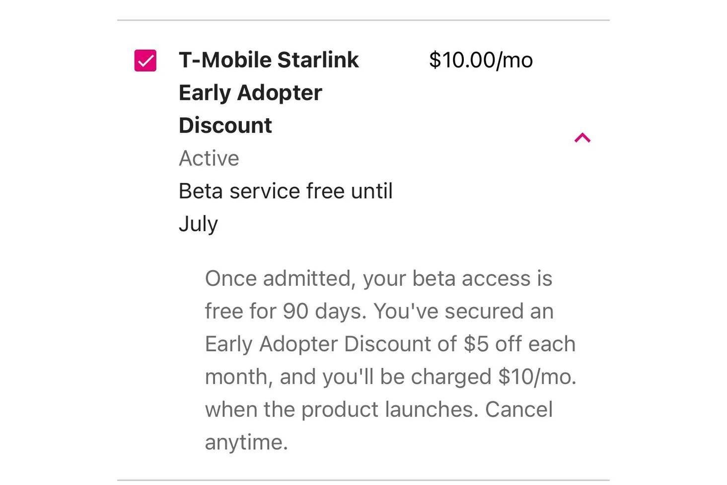 T-Mobile Starlink toggle