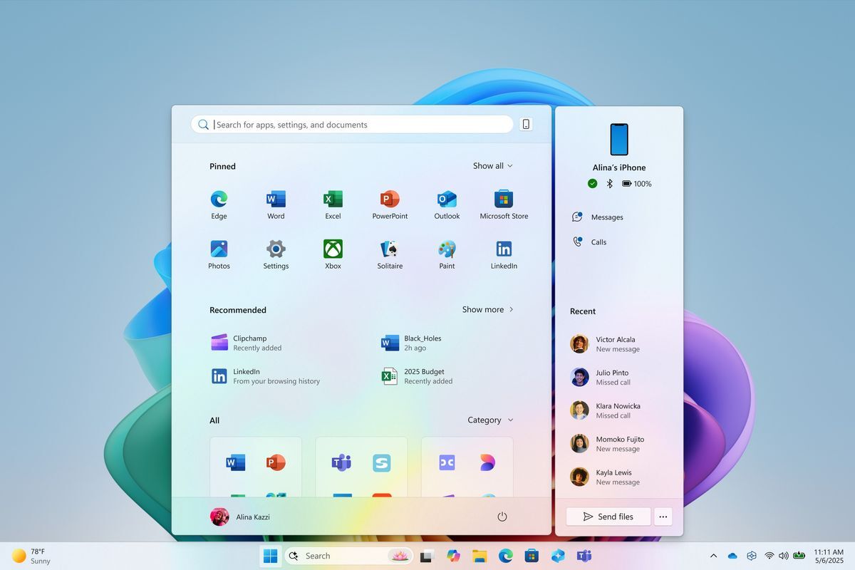 The customizable Start menu Microsoft has picked. | Image Credit - Microsoft - The new Windows 11 Start menu is tame – but these rejected designs are anything but