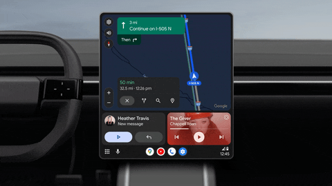 GIF of Gemini in Android Auto features