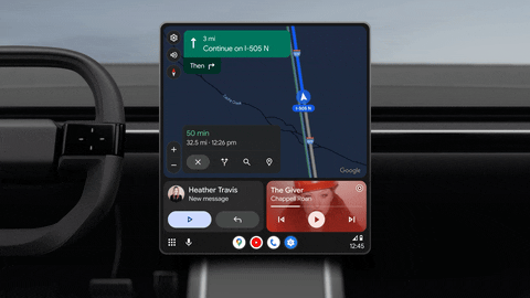 GIF of Gemini in Android Auto features