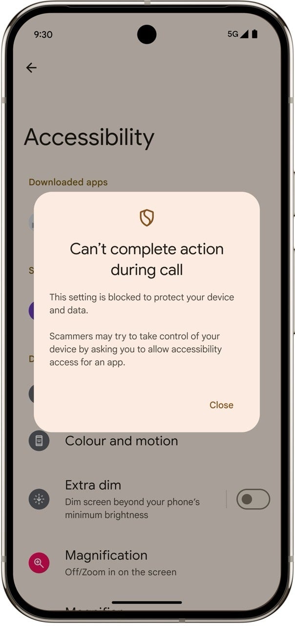 Screenshot of in-call spam protection