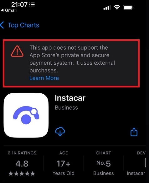 Apple adds scary warning to an app in the Hungarian App Store. Image credit-X - Apple tries to scare some App Store users away from third-party payment platforms
