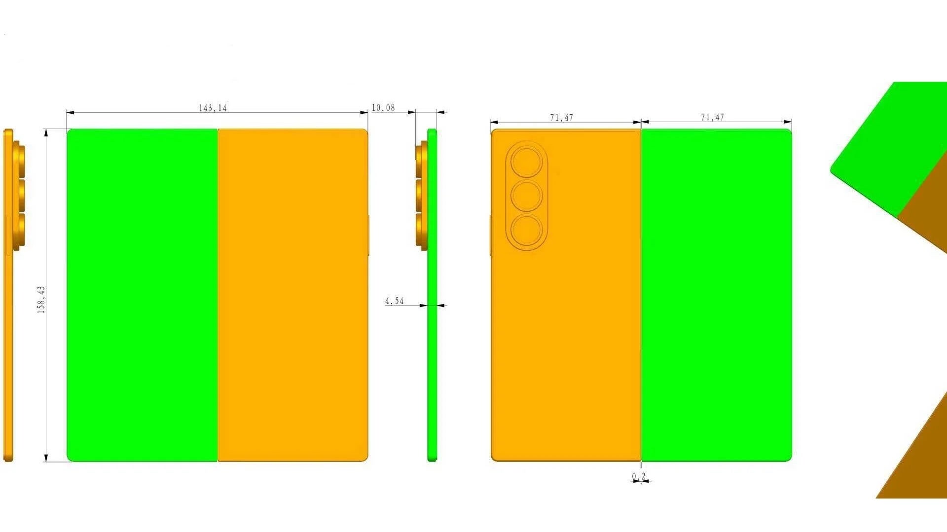 Samsung Galaxy Z Fold 7 Cad Render.