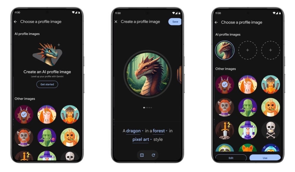 Imagem do Google Play Crie perfil de IA