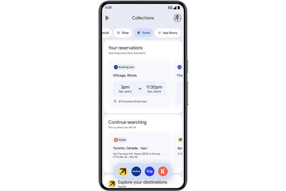 Imagem da página de viagem do Google Play